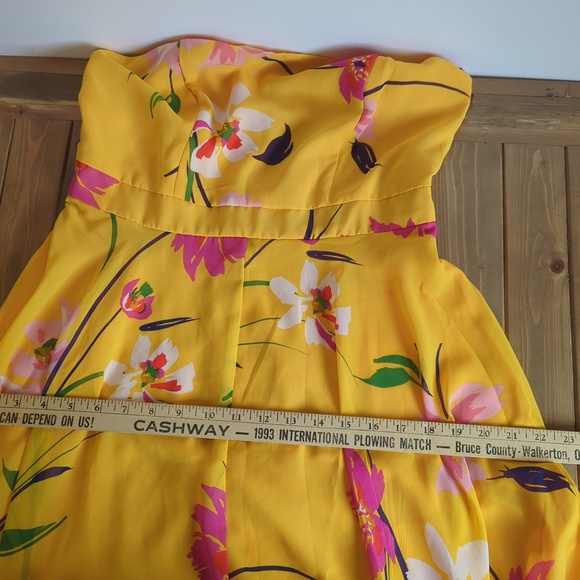 Vince Camuto Yellow Chiffon Fit and Flare Floral Dress - Picture 11 of 13